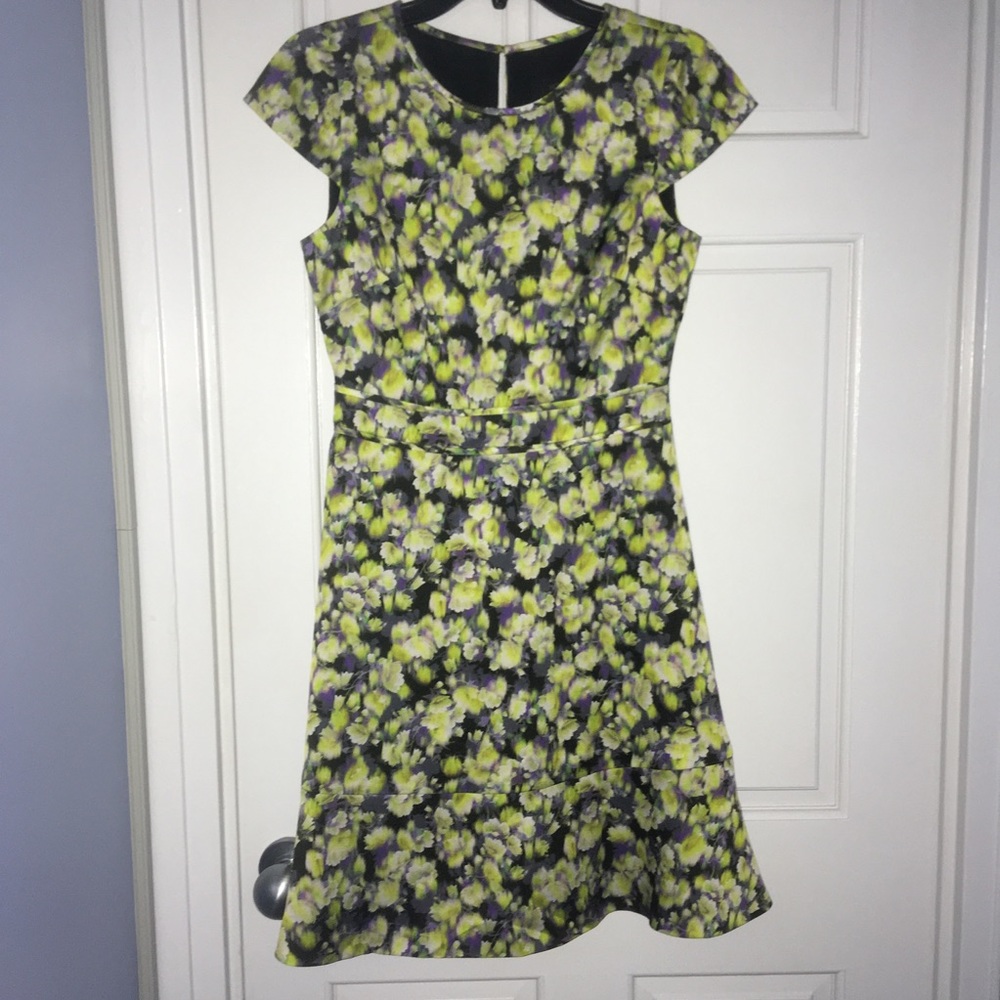 J. Crew yellow/purple flowered dress